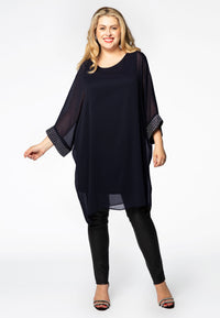 Tunic beaded cuff VOILE - blue - #1