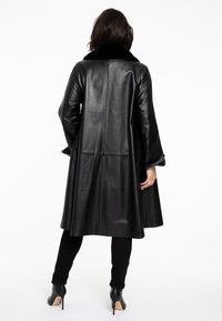 Coat fur collar LEATHER - black - #3
