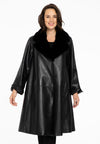 Coat fur collar LEATHER - black - #1