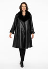Coat fur collar LEATHER - black - #2