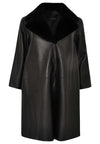 Coat fur collar LEATHER - black - #4