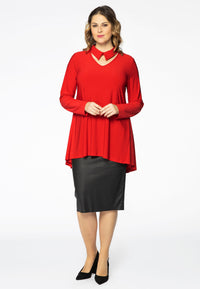 Tunic collar / v-neck DOLCE - red - #1