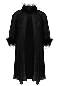 Mesh cardigan with feathers - black - #4