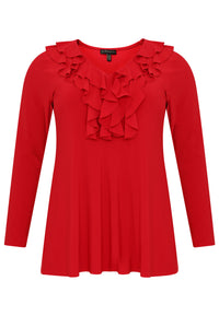 Tunic flare ruffled V-neck DOLCE - red - #3