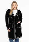 Cardigan contrast piping - black