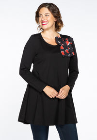 Tunic wide bot. bow hearts - black - #2