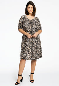 Dress A-line LEOPARD - brown - #1