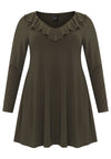 Tunic wide bottom frilled DOLCE - dark green