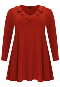 Tunic wide bottom frilled DOLCE - mid brown - #4
