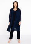 Cardigan long double devant voile - bleu