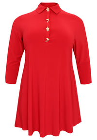 Tunic wide bottom buttons DOLCE - red - #4