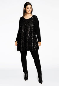 Tunic wide bottom SEQUINS - black - #1