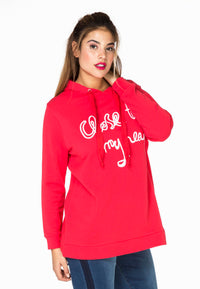 Sweater hooded Close to - red - #2