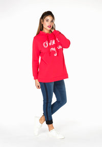 Sweater hooded Close to - red - #1