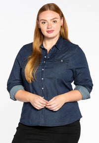 Blouse denim stretch - dark indigo - #2