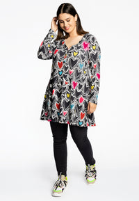 Tunic wide bottom HEARTS - black - #2