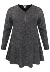 Tunic wide bottom zip LUREX - silver - #4