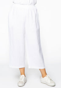 Trousers wide-fit 7/8 LINEN - white - #1