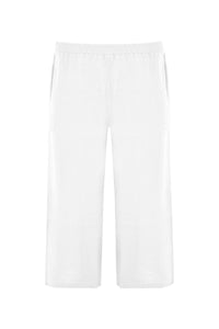 Trousers wide-fit 7/8 LINEN - white - #4