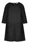 Dress A-line pockets linen - black - #2