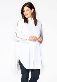 Chemisier COTTON en stretch avec bandeShirt COTTON stretch tape - white - #2