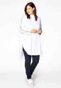 Chemisier COTTON en stretch avec bandeShirt COTTON stretch tape - white - #1