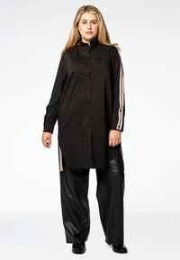 Chemisier COTTON en stretch avec bandeShirt COTTON stretch tape - black - #1