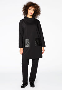 Tunic fake leather pockets - black - #1