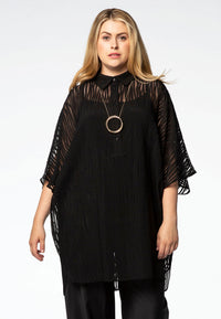 Blouse viscose stripe - black - #1