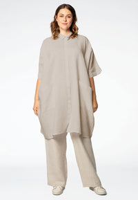 Blouse square LINEN - brown - #1