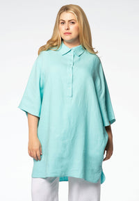 Blouse polo LINEN - blue - #1