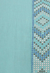 Dress beaded neck LINEN - blue - #5
