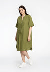 Tunic front pleat LINEN - green - #2