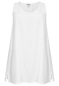 Tunic A-line sleeveless LINEN - white - #4