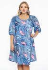 Dress A-line puff sleeve PAISLEY - blue - #2
