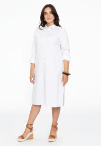 Dress blouse long buttoned POPLIN STRETCH - white - #1