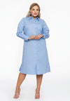 Dress blouse long buttoned POPLIN STRETCH - light blue