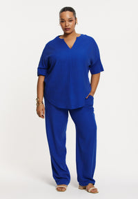 Trousers LINEN MIX - indigo - #1