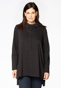 Blouse buttoned side slits - black - #1