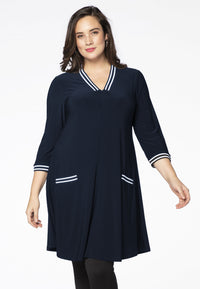 Robe DOLCE à rayures et ourlets côtelésDress DOLCE stripe rib binding - blue - #1