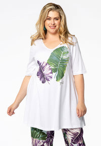 Tunic leave wide bottom COTTON - white - #1