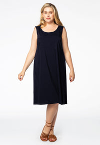 Dress A-line COTTON STRETCH - blue - #1