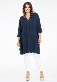 Tunic pintucks LINEN - blue - #1