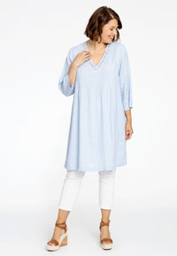 Tunic pintucks LINEN - indigo - #1