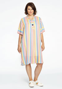 Dress grandad collar RAINBOW - white - #2
