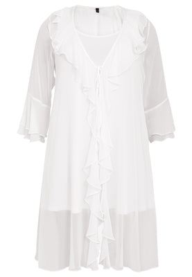 Cardi-blouse frilled VOILE - white  - #4