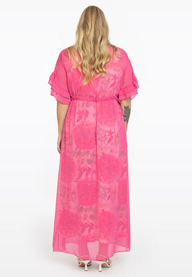 Cardi-dress frilled sleeve VOILE - pink - #3