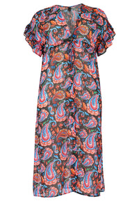 Cardi-dress frilled sleeve PAISLEY - black - #2