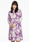 Dress grandad collar PAULINA - purple 