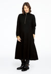 Pullover-dress zipped collar RIB - black 